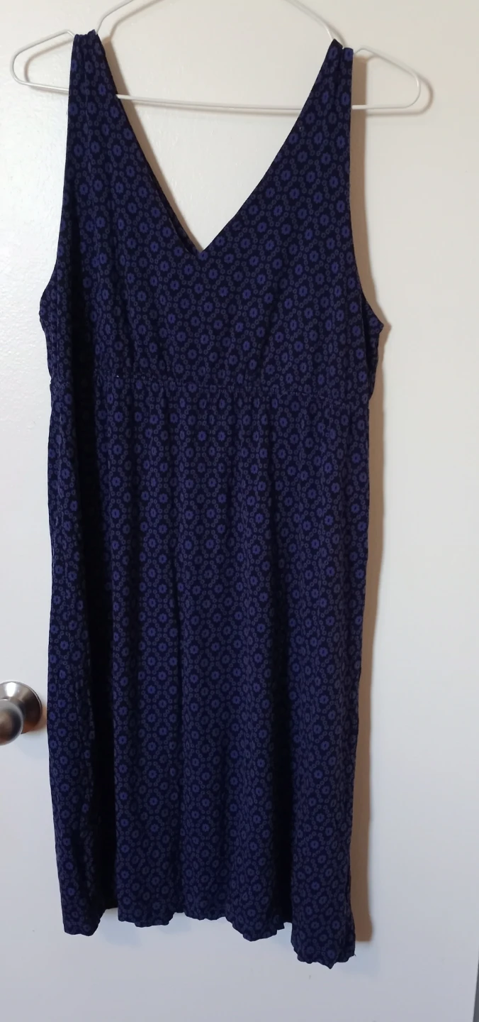 Joe Fresh Sleeveless V-Neck Dress - Blue Floral Print - L/G