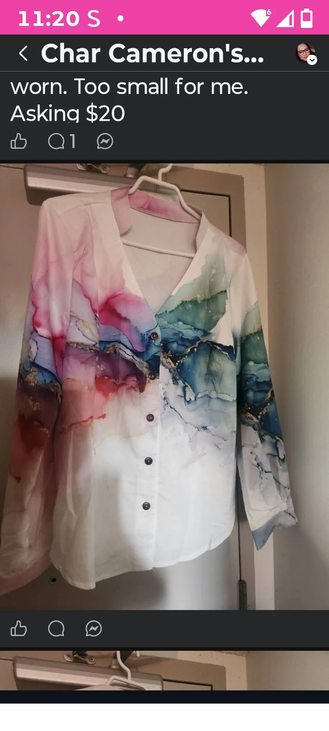 Women's Abstract Print Button-Up Shirt - photo 2