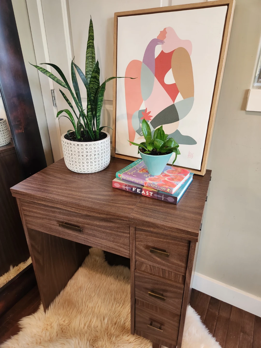 Vintage brown Desk OR sewing table with 3 handy Drawers