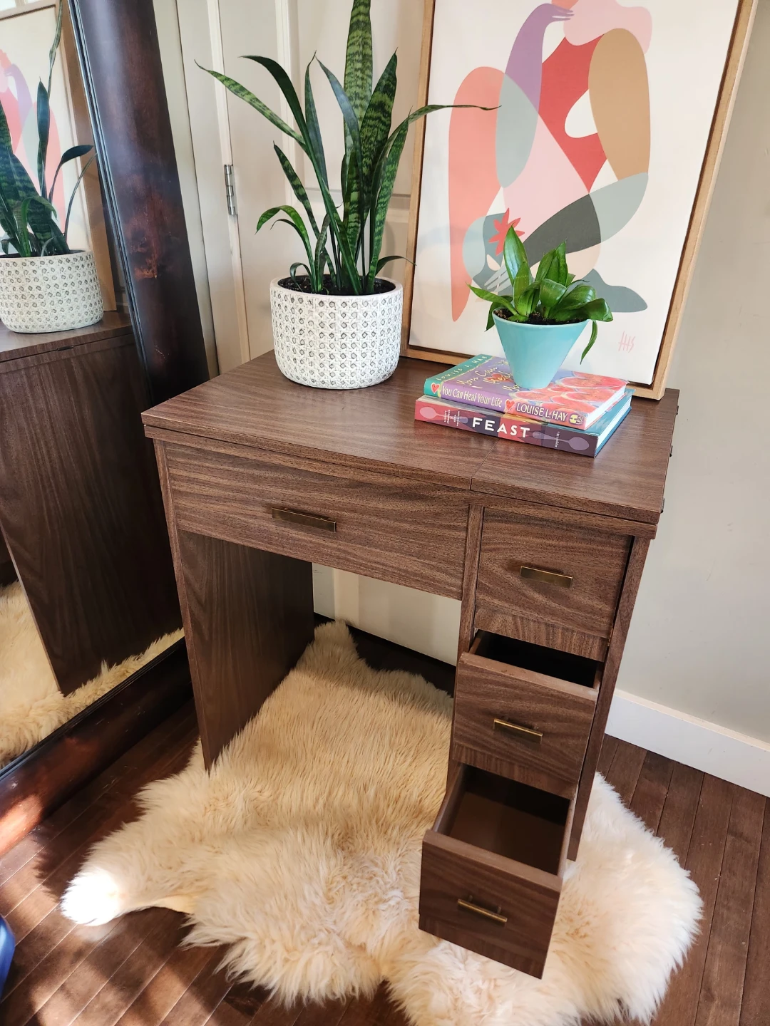 Vintage brown Desk OR sewing table with 3 handy Drawers - photo 2