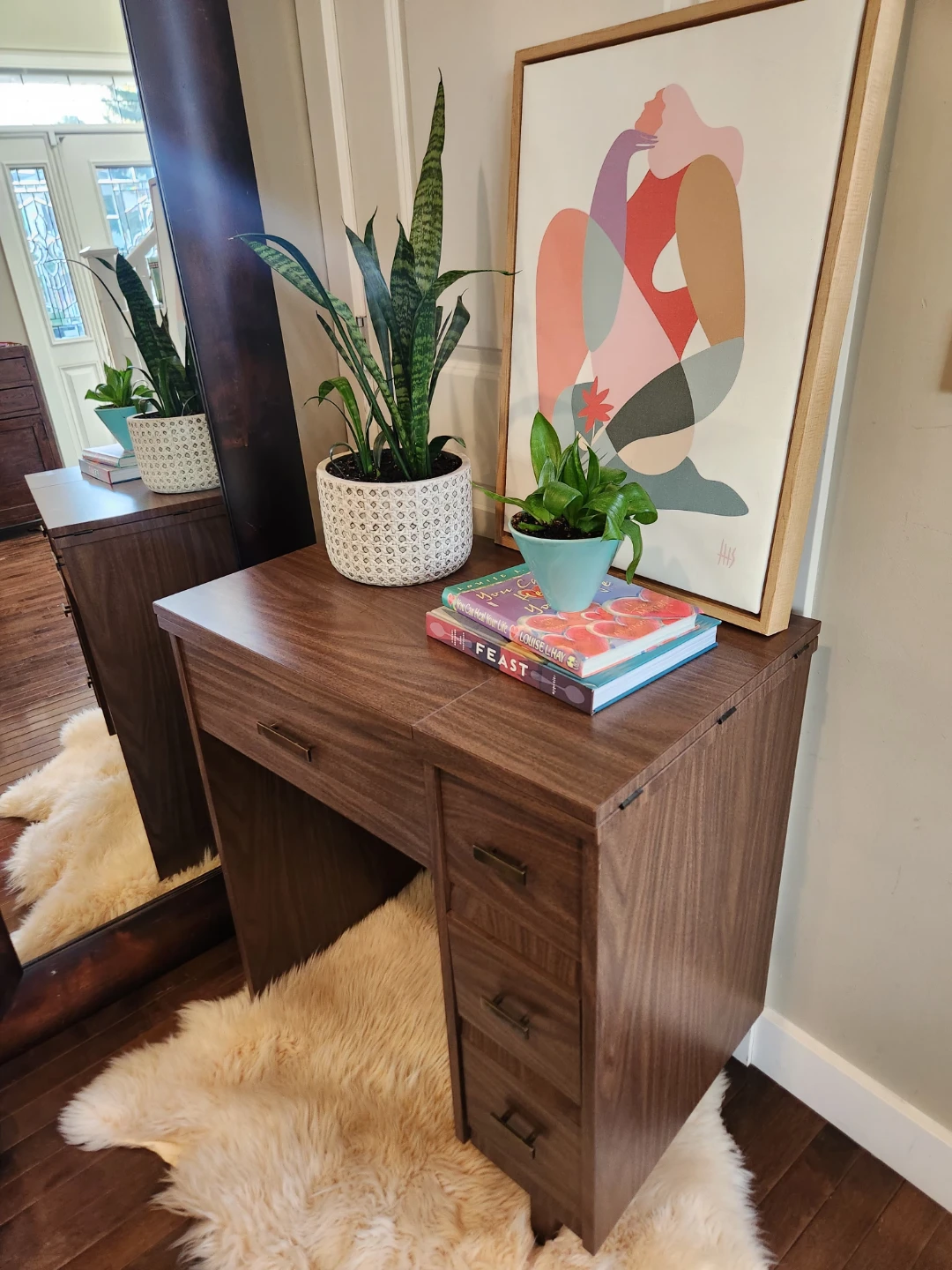Vintage brown Desk OR sewing table with 3 handy Drawers - photo 5