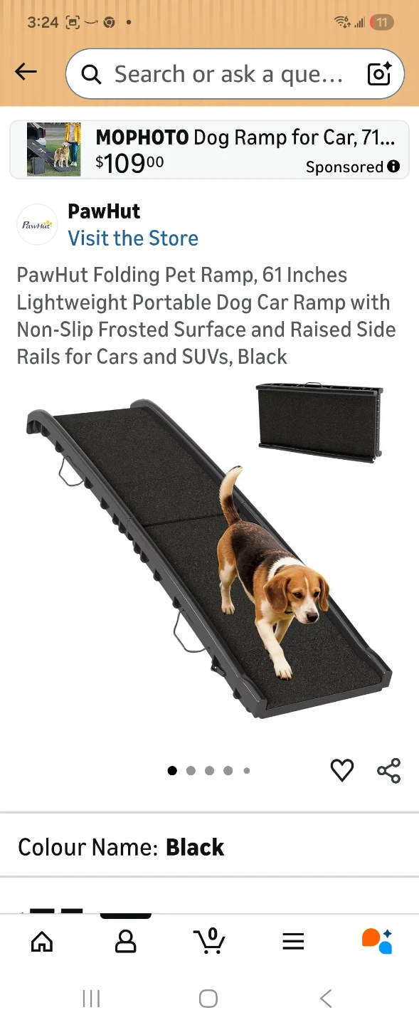 Used PawHut Folding Dog Ramp for Cars - 61 Inches, Black