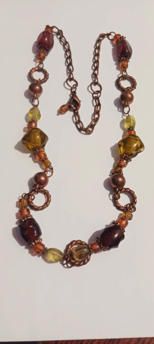Artisan Art Glass with Copper Accents Beaded Necklace - photo 2
