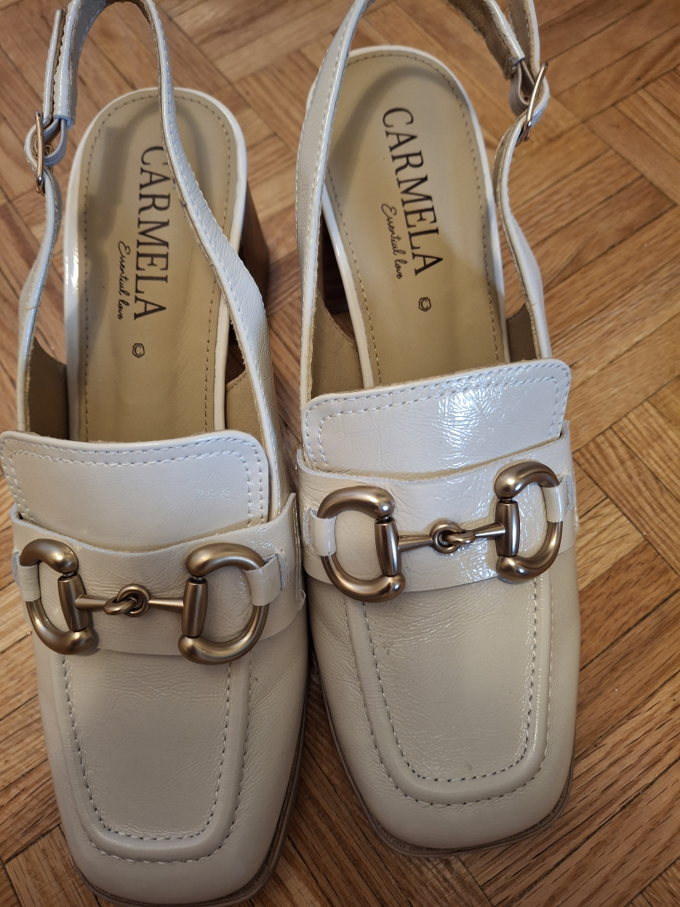 Carmela Cream Slingback Loafer Heels Size 40 - photo 2