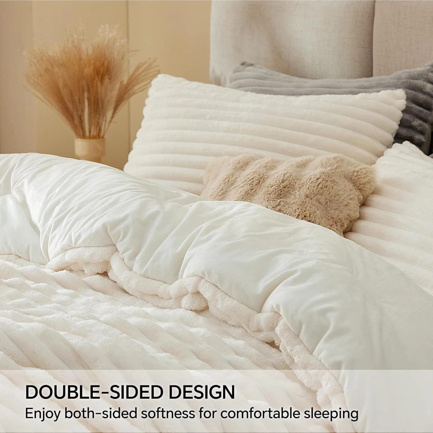 Bedelite Fleece Queen Comforter Set-WHITE -super Soft & Warm - photo 2