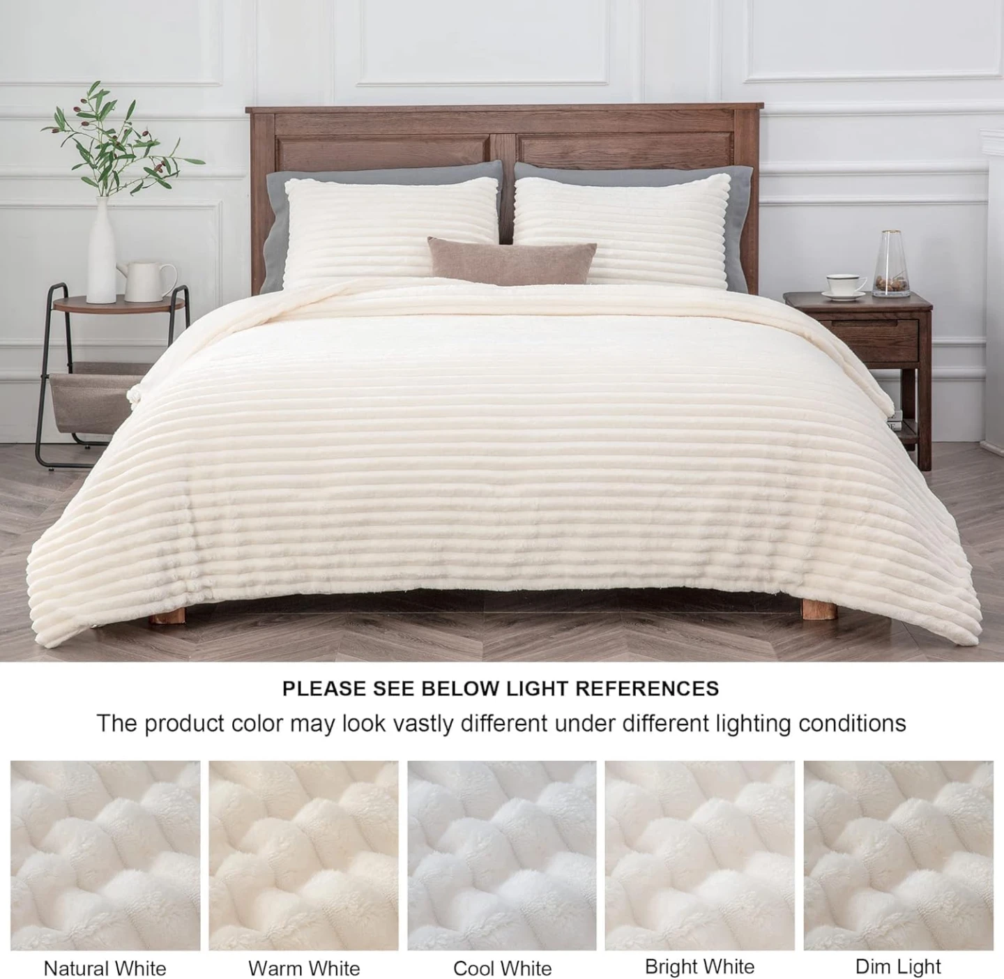Bedelite Fleece Queen Comforter Set-WHITE -super Soft & Warm - photo 5