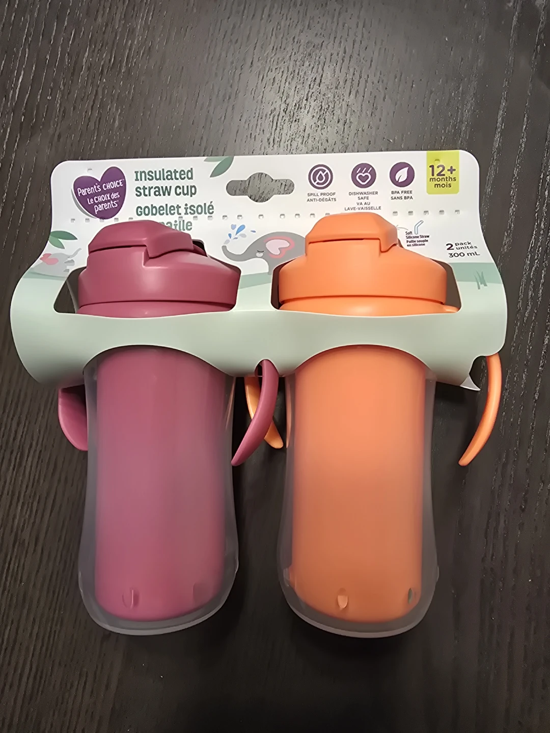Parents Choice Insulated Straw Cups - 2 Pack
