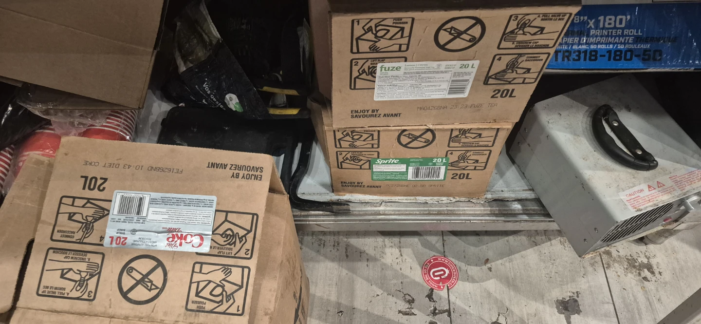 Diet Coke, Fuze Tea, and Sprite 20L Boxes