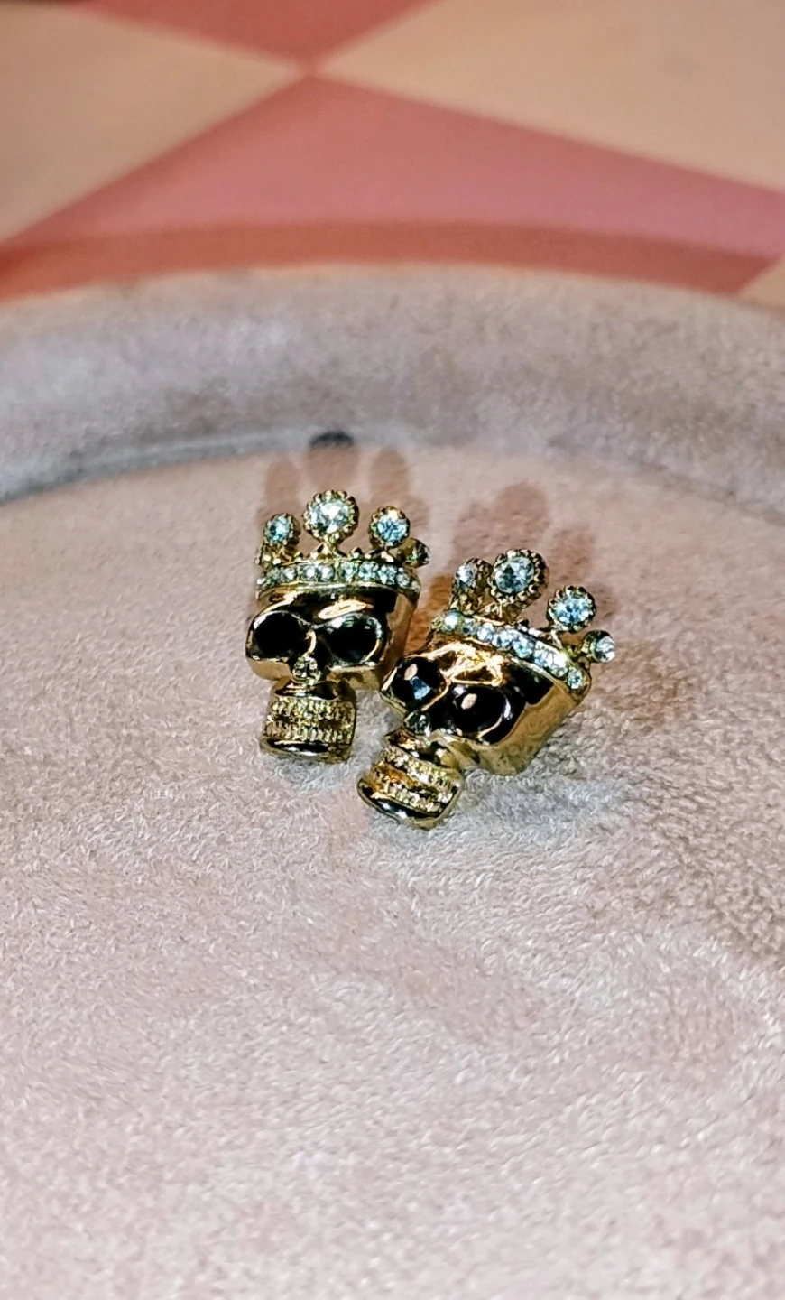 Gold Skull Crown Earrings