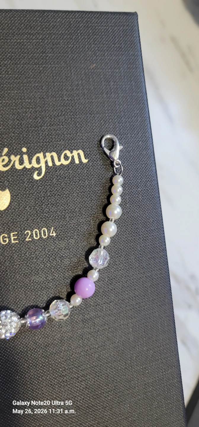 Handmade Bracelet with Pearls and Purple Accents - photo 2