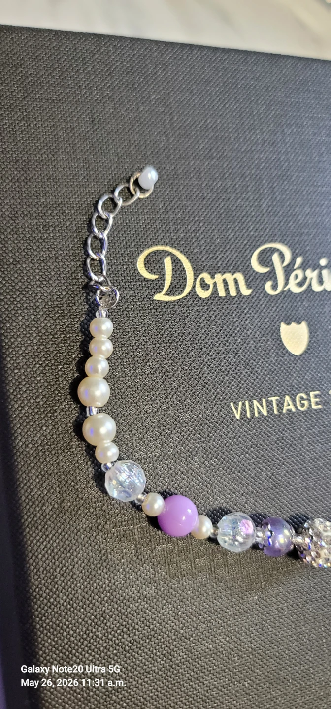 Handmade Bracelet with Pearls and Purple Accents - photo 3