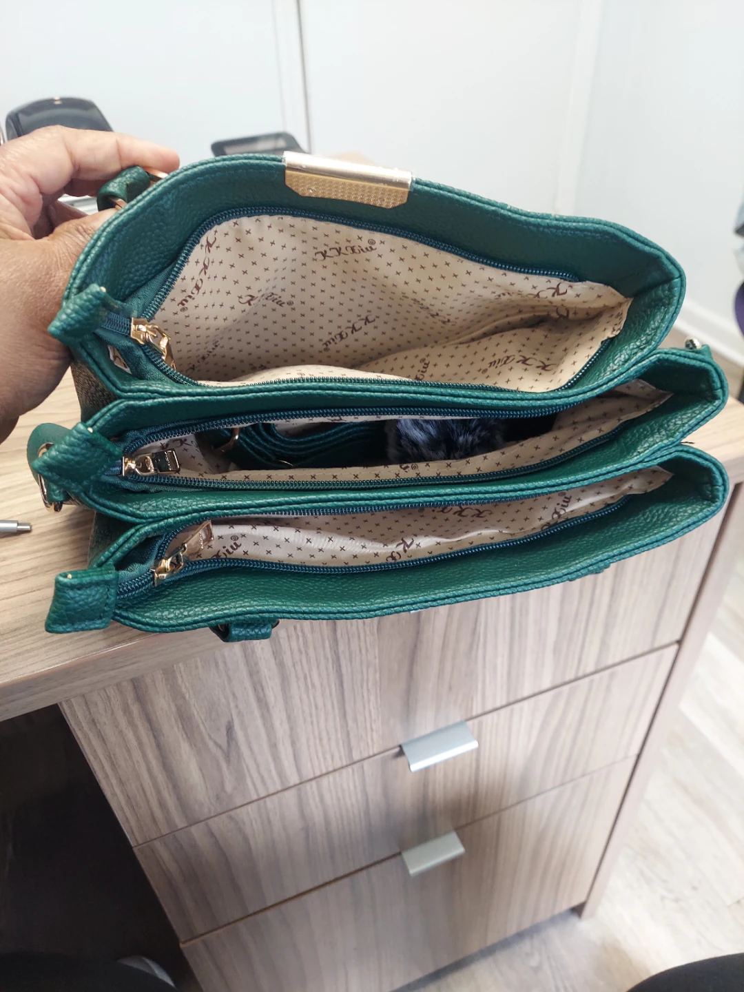 Green Faux Leather Tote Handbag - photo 3