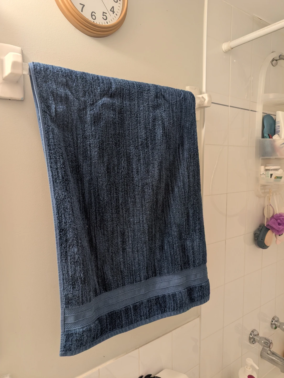 Blue bath towel, mat, curtain set - photo 3