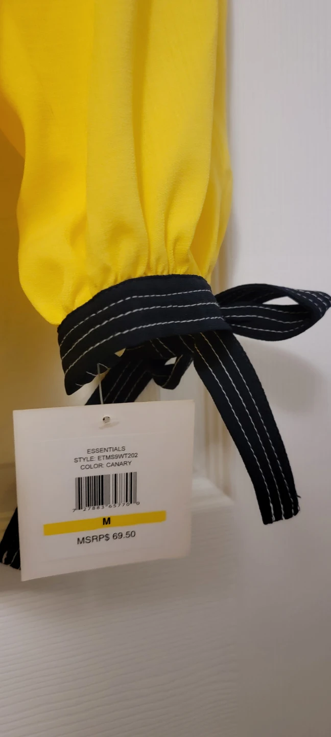 Ellen Tracy Women's Yellow Tie-Neck Blouse Size M - photo 4