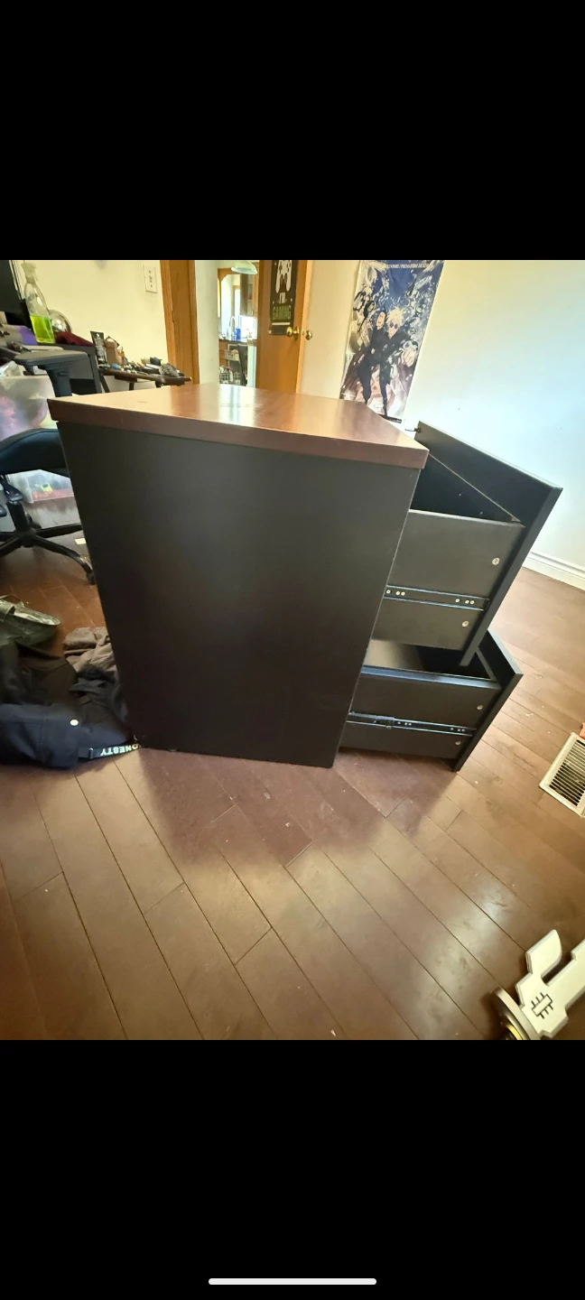 Dark Brown Filing Cabinet with Wood Top - photo 3