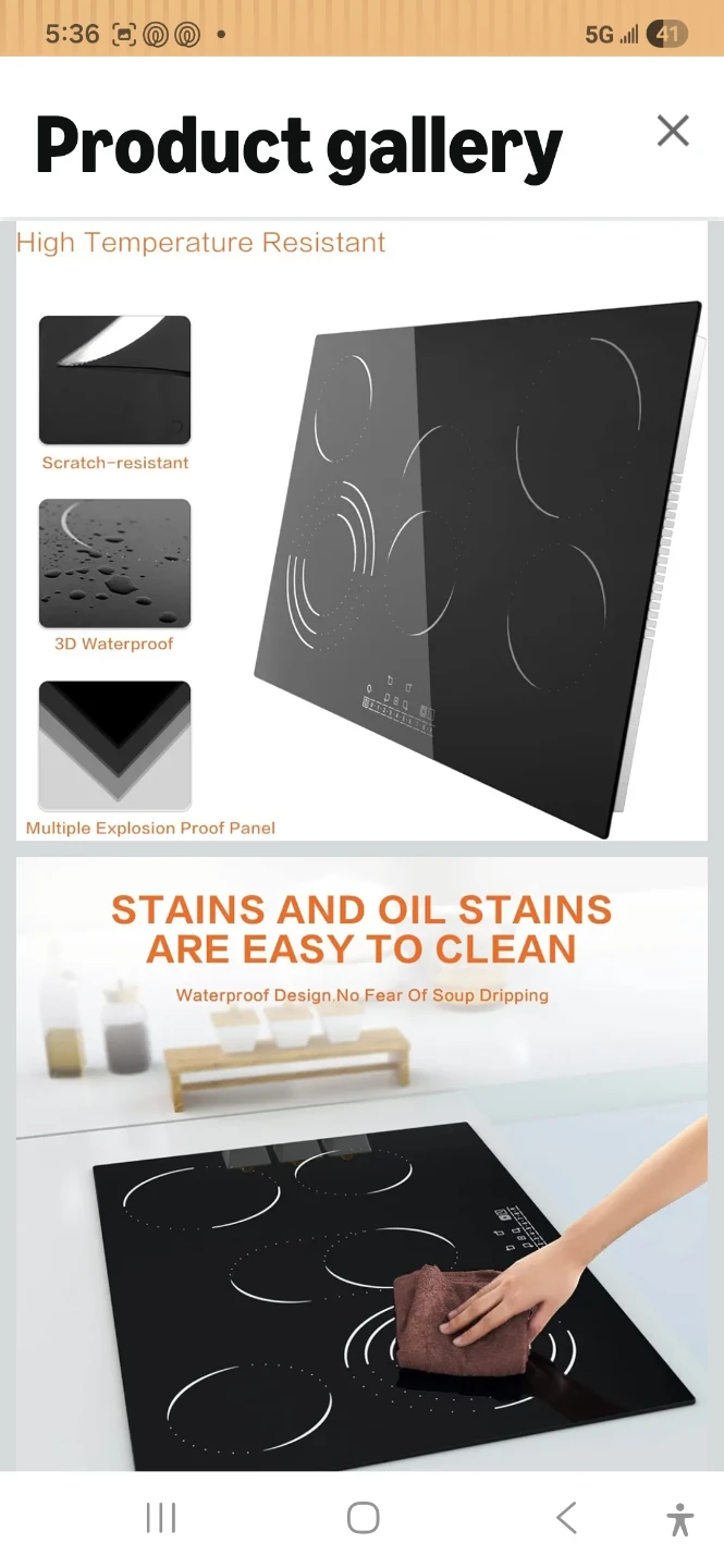 Black 6-Burner Electric Induction Cooktop - photo 2