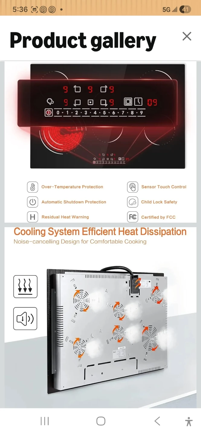 Black 6-Burner Electric Induction Cooktop - photo 3