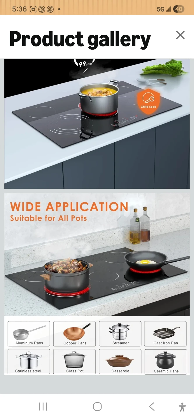 Black 6-Burner Electric Induction Cooktop - photo 5