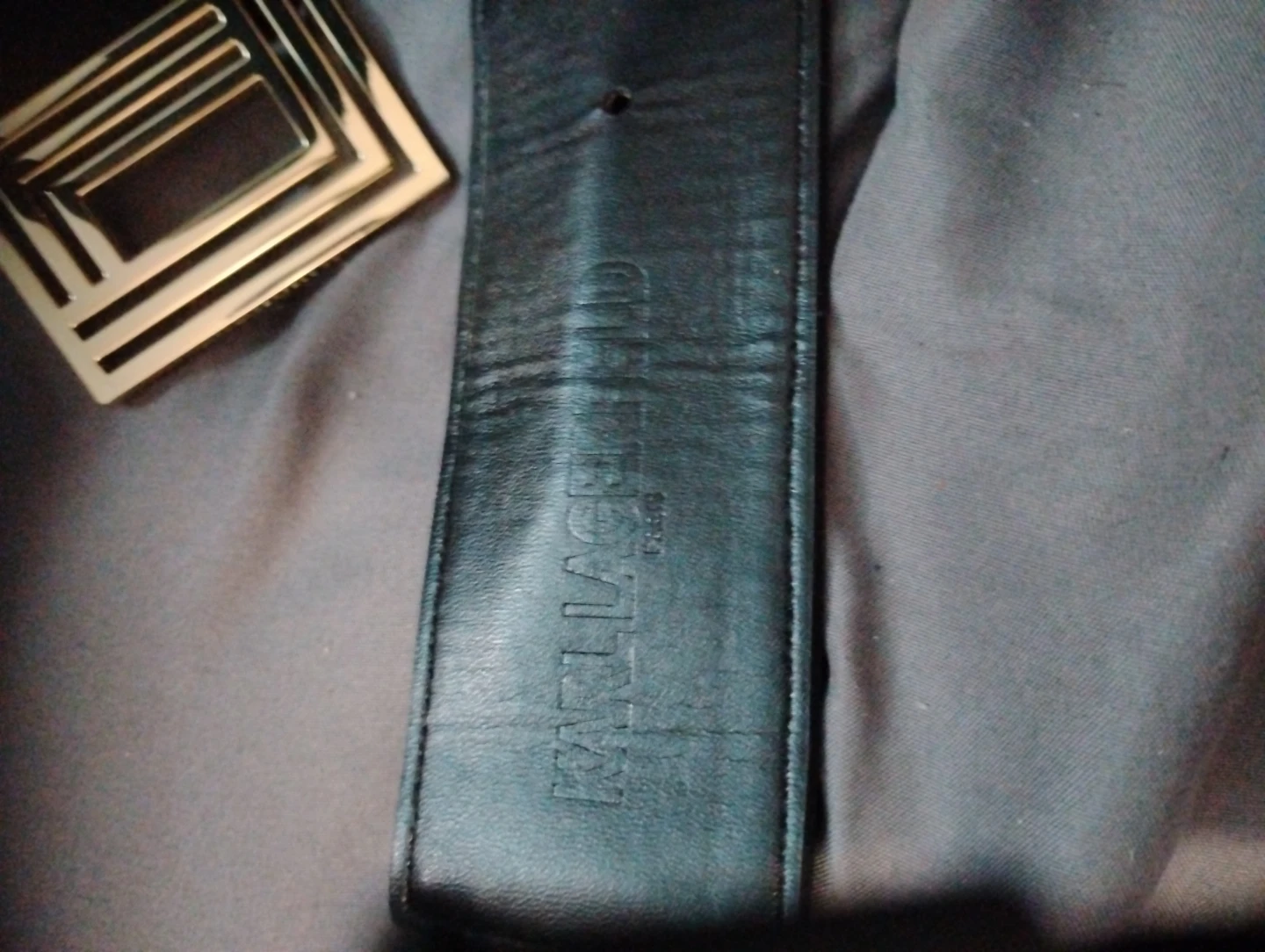 Karl Lagerfeld Black Leather Belt with Gold Buckle - photo 3