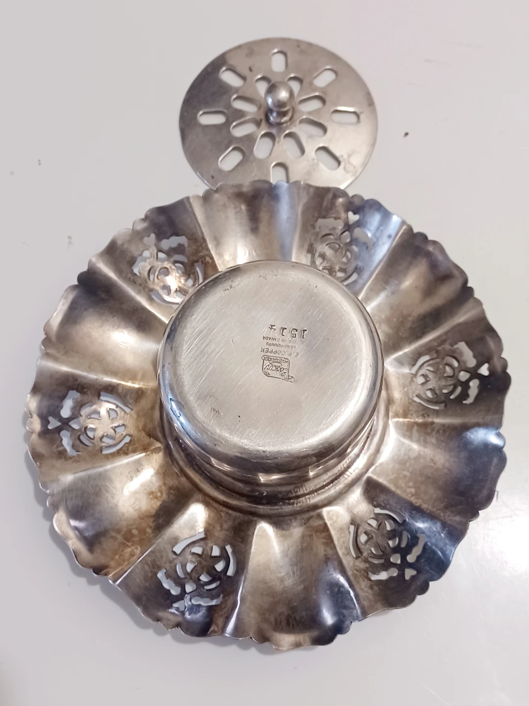 1930s Essay S.P Copper Flower Frog Decorative Dish - photo 5