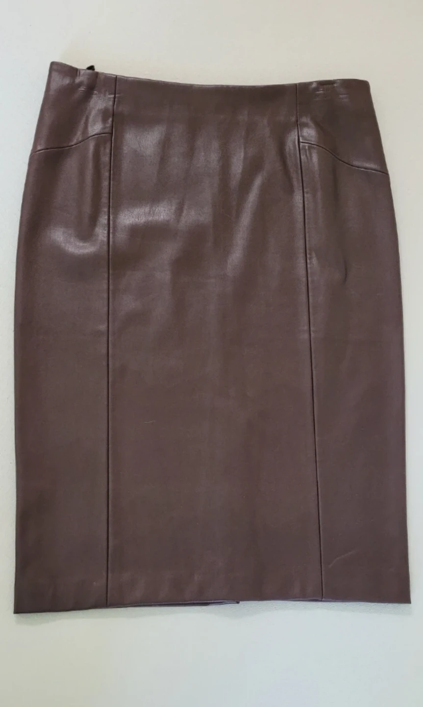 Brown Faux Leather Pencil Skirt Size L