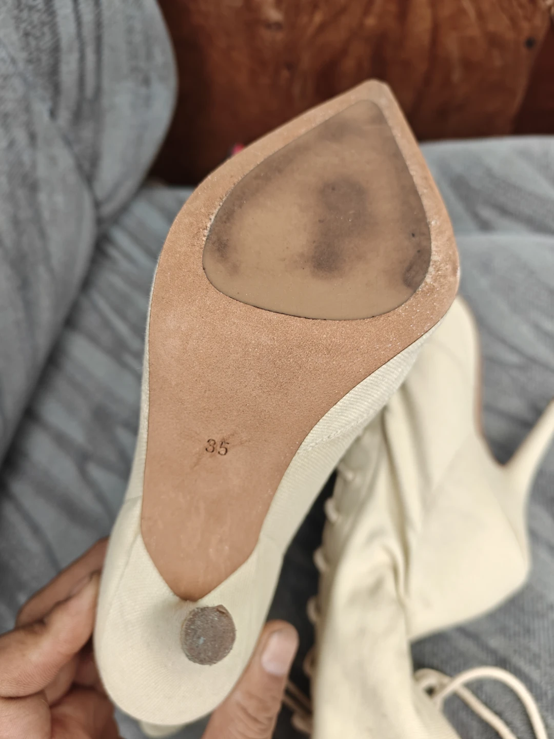 Cream Lace-Up Stiletto Boots - photo 2