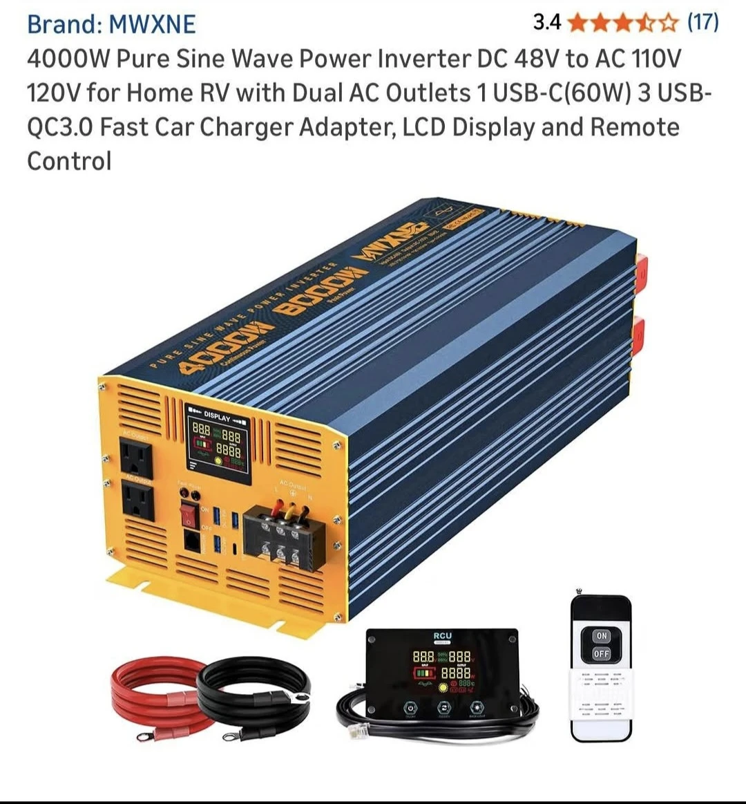 MWXNE 4000W Pure Sine Wave Power Inverter
