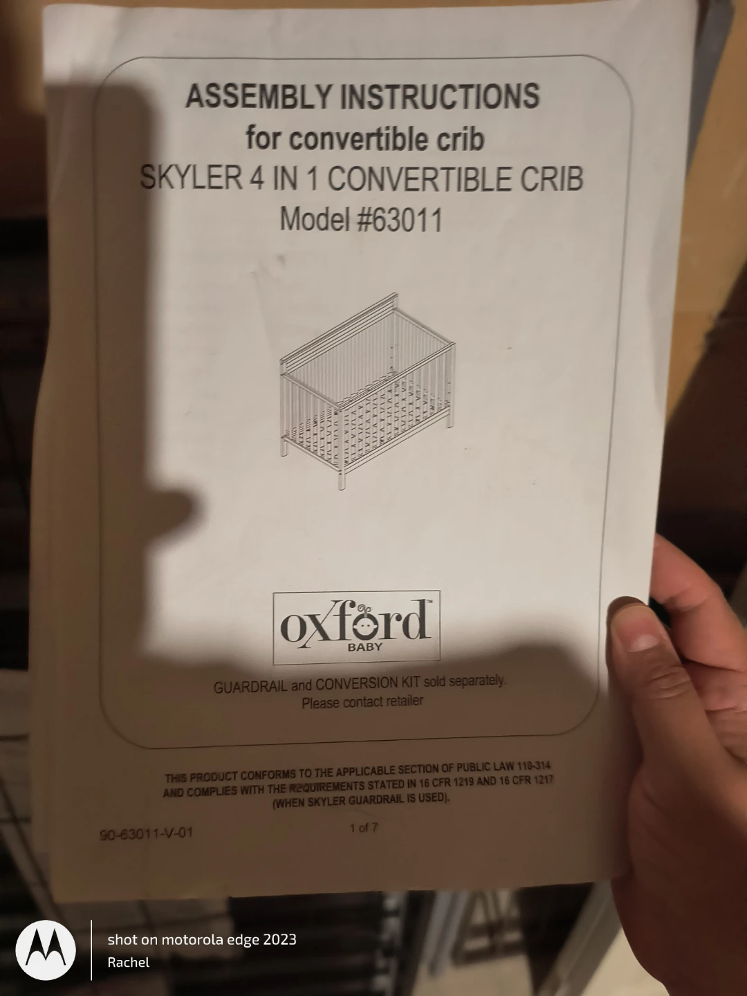 Oxford Baby Skyler 4-in-1 Convertible Crib Assembly Instructions - photo 3