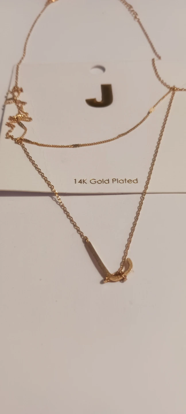 NEW !! 14K Gold Plated J PENDANT Layered Necklace - photo 3