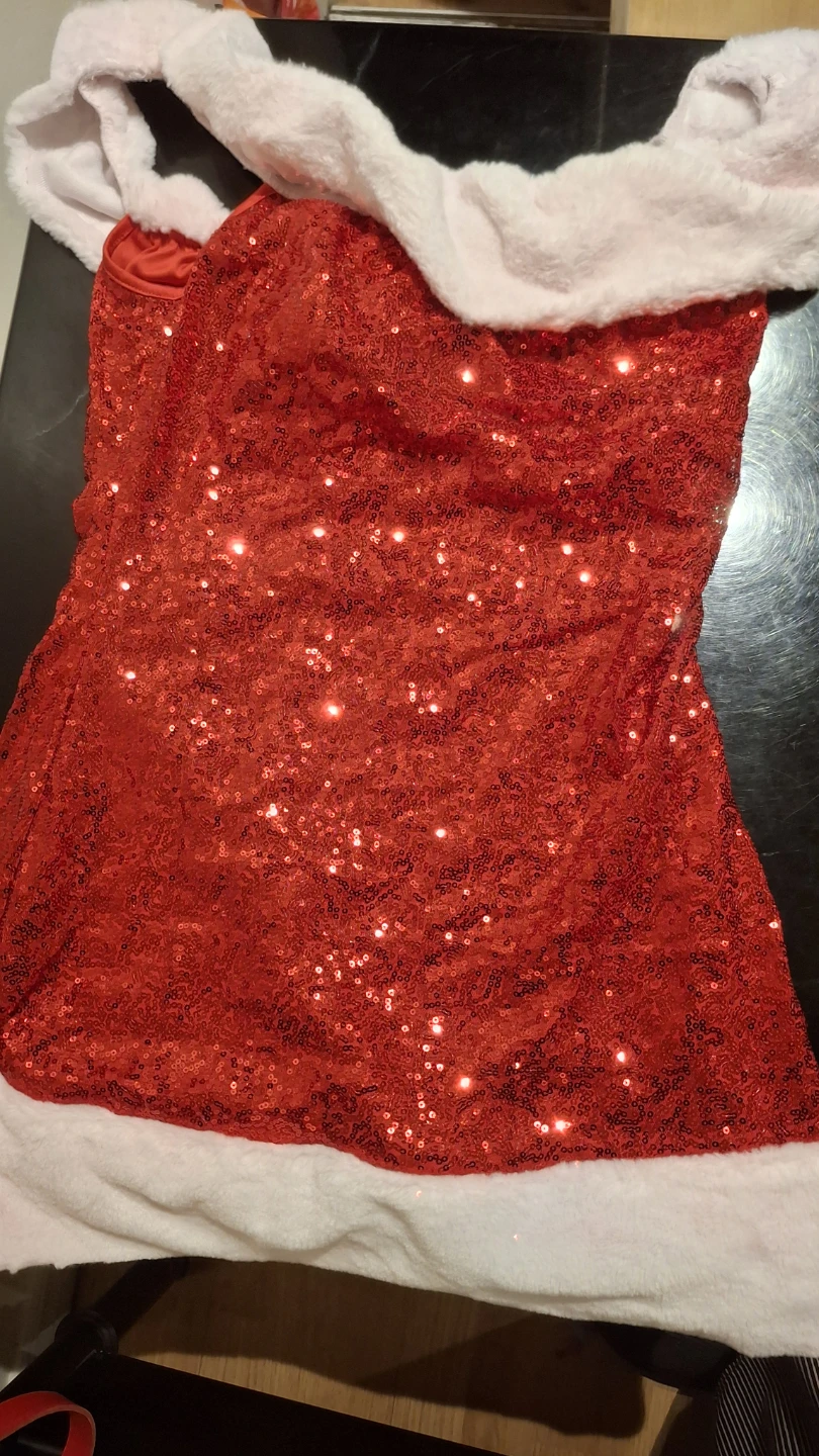 Red Sequin off shoulder Santa dress XL