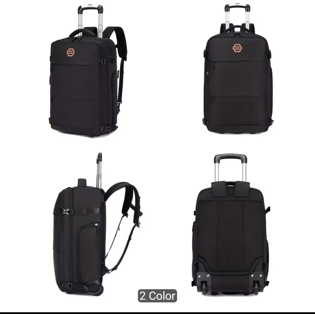 Black Rolling Backpack with Hidden Shoulder Straps - photo 3