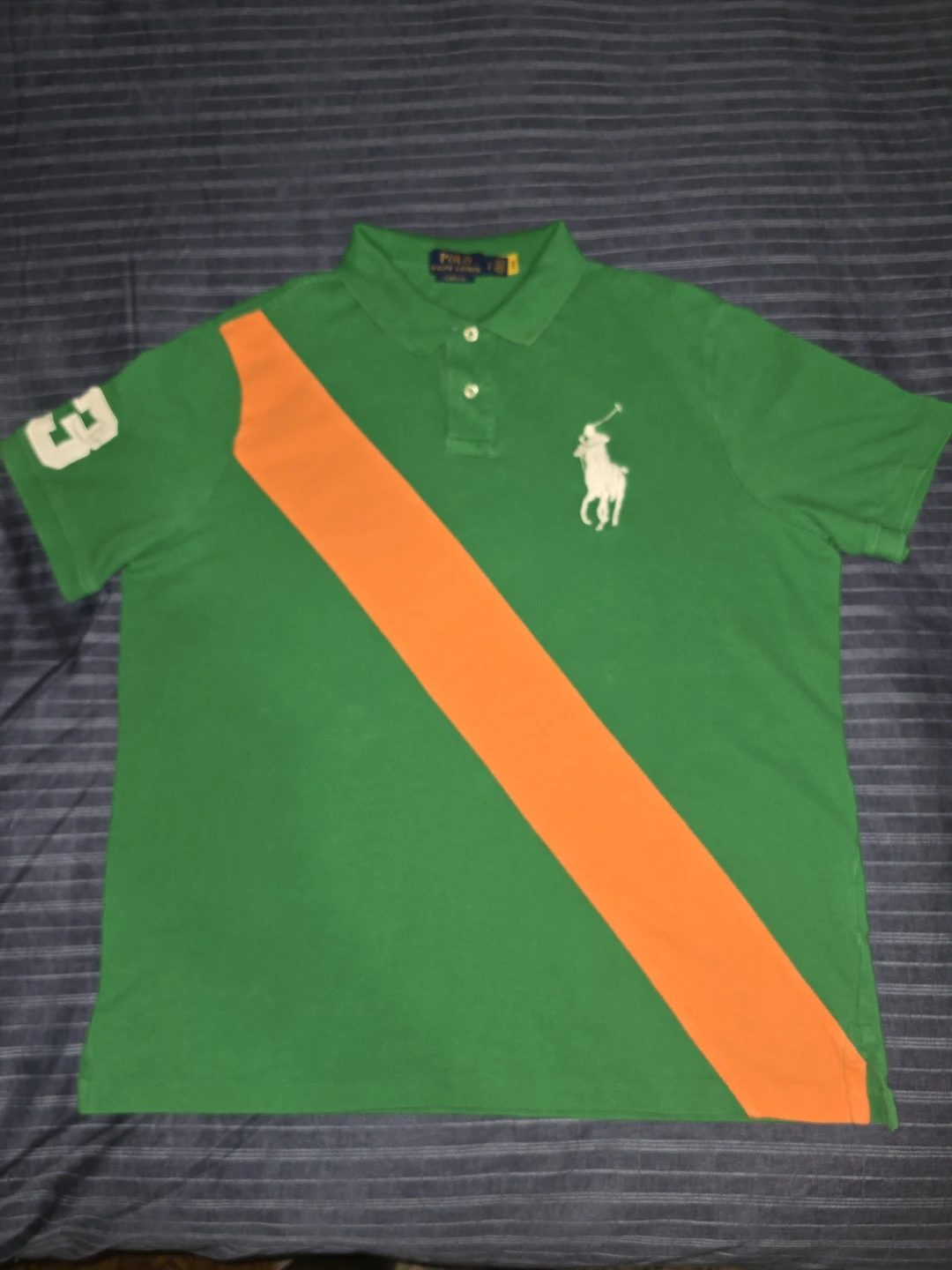 Lg - Ralph Lauren Polo Big Pony Green/Orange Shirt (CLEAN)