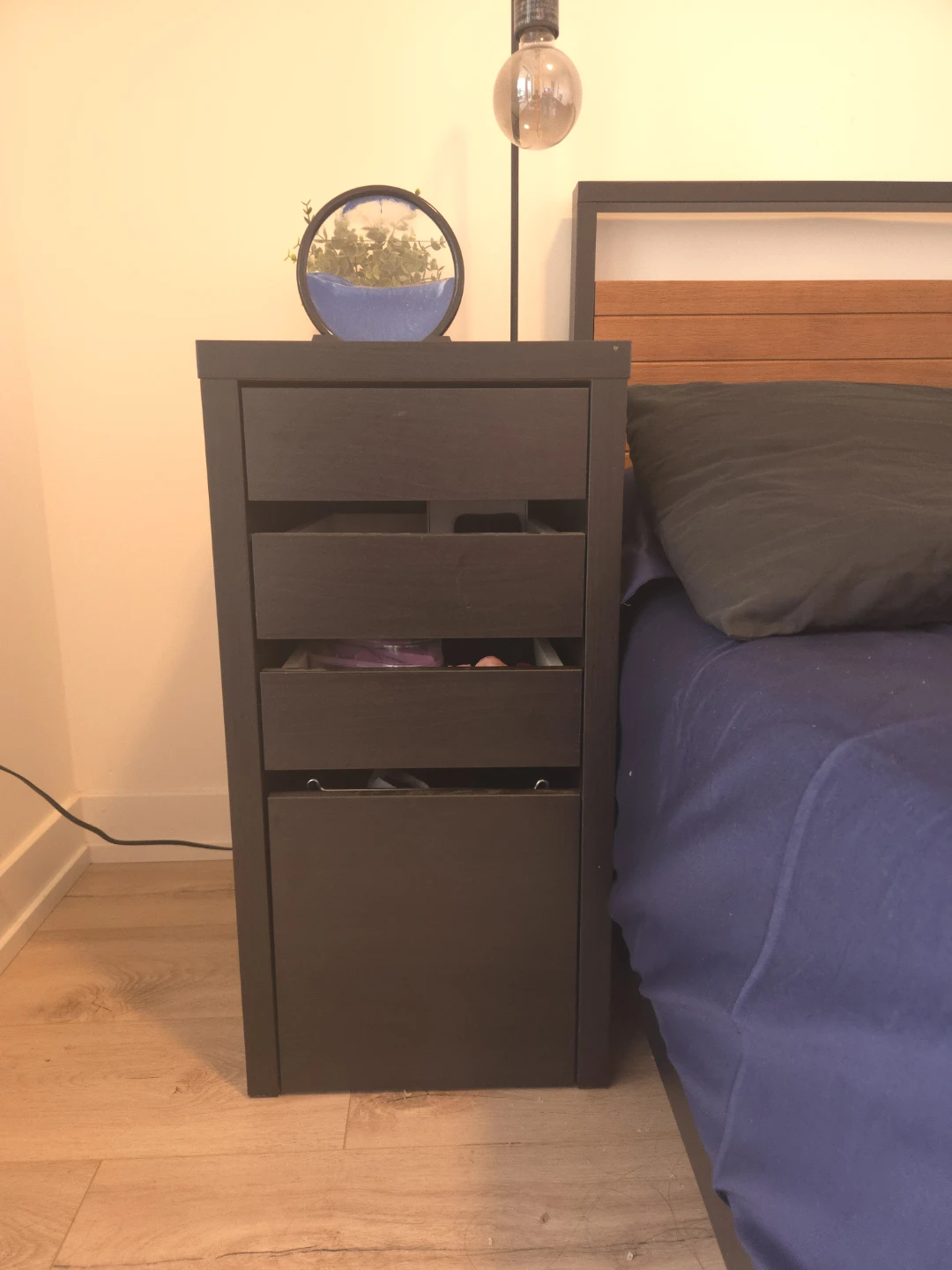 Dark Wood Nightstand with 4 Drawers - photo 4