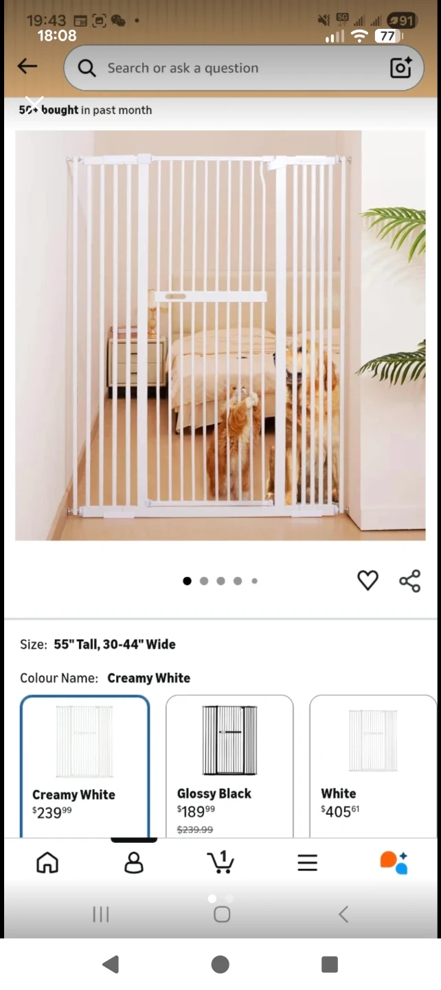 55" Extra Tall Pressure Mounted Pet / Cat Gate - White - photo 5