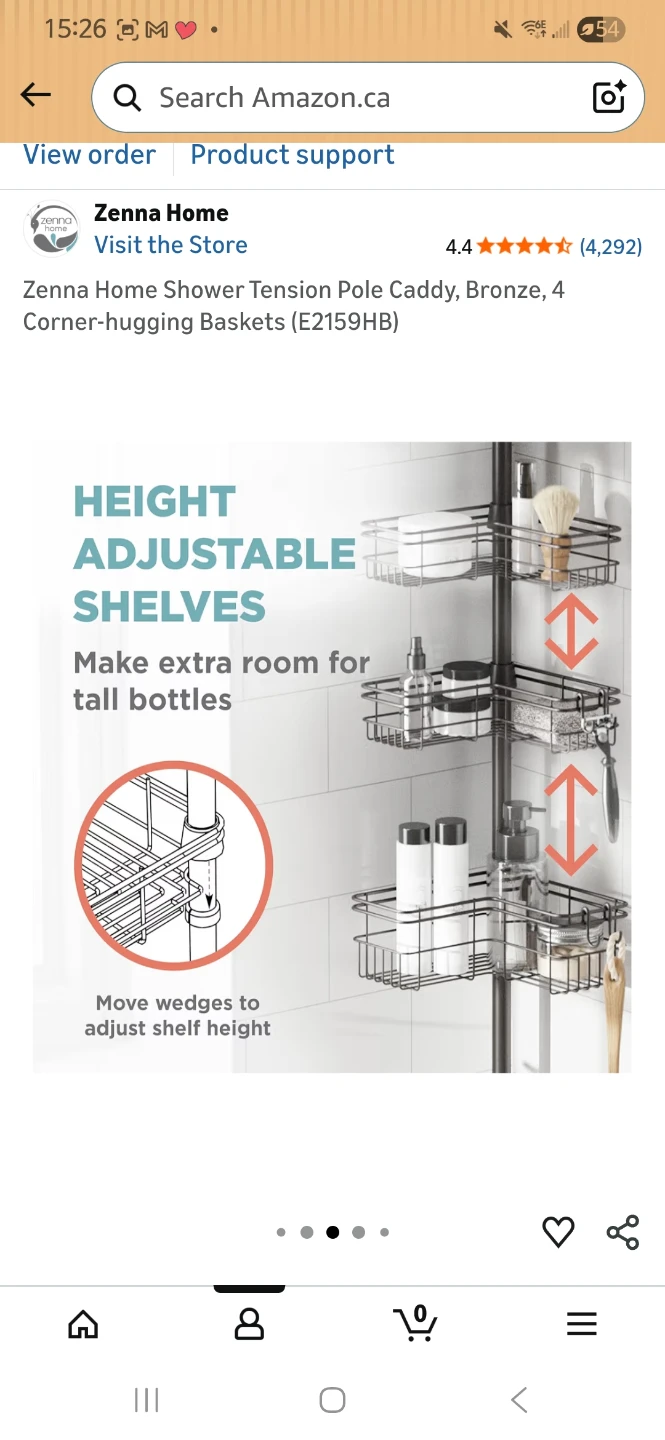 Home Shower Pole Cassy with 4 Corner-hugging Baskets - photo 2