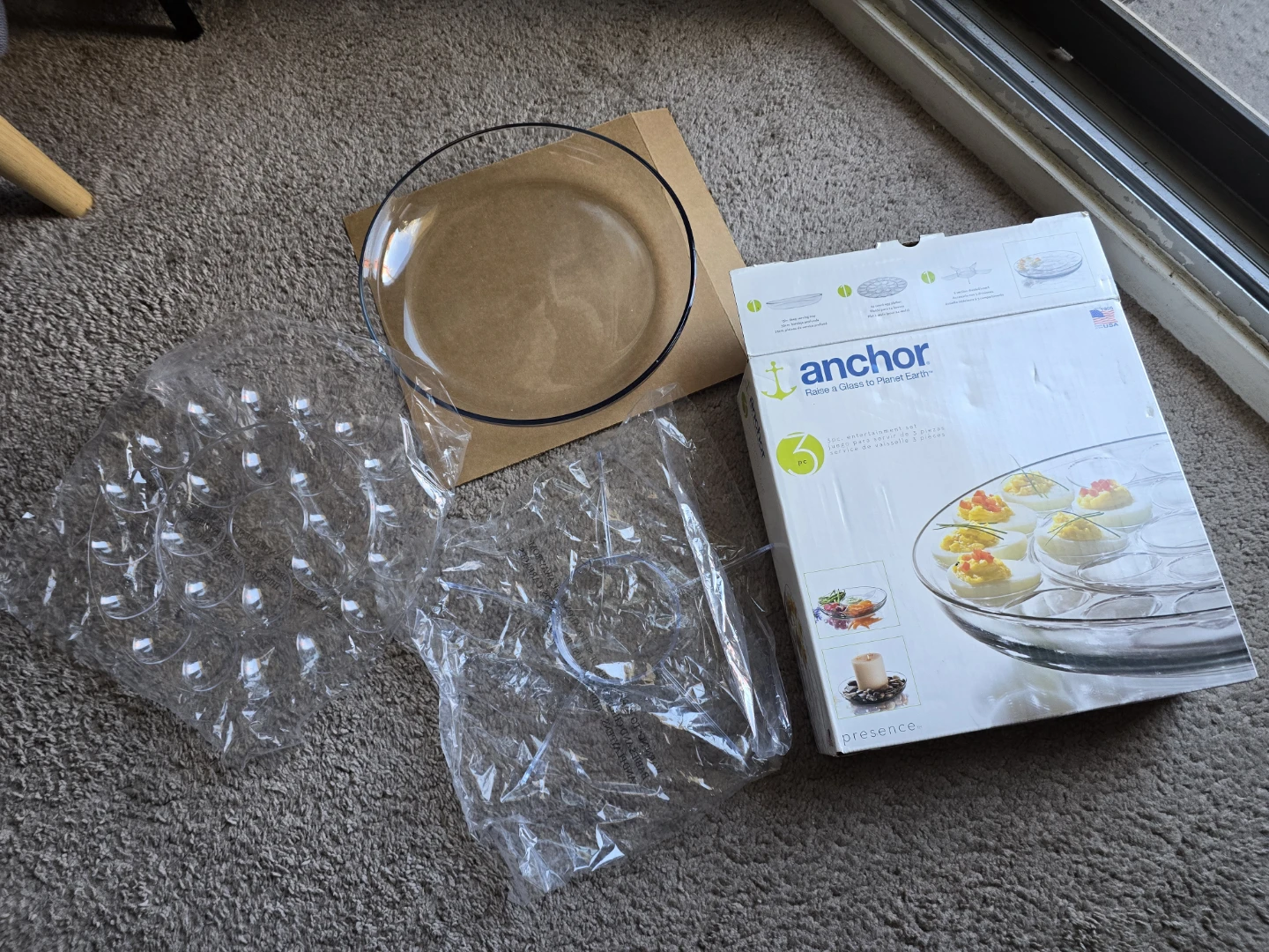 3 Piece Anchor13" Presence Deviled Egg Platter Entertainment Set