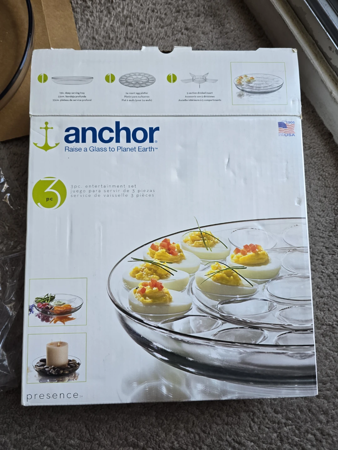 3 Piece Anchor13" Presence Deviled Egg Platter Entertainment Set - photo 2