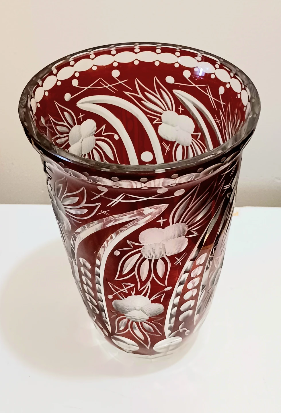 Unique 10.50" Egermann Bohemian Intricate Hand Cut Crystal Vase - photo 2