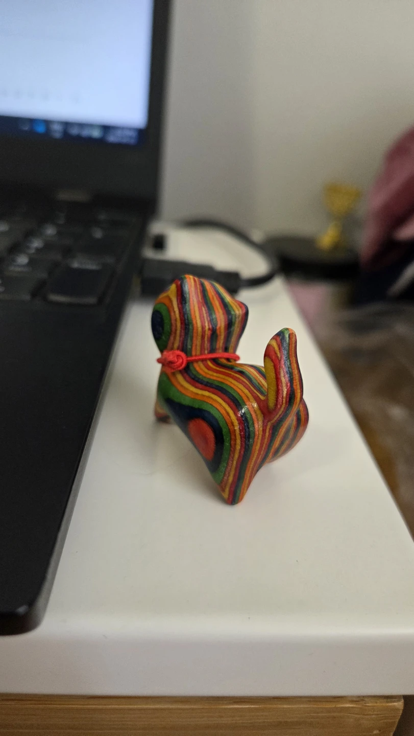 Rainbow Striped Wooden Cat Figurine – Colorful Décor *new - photo 2