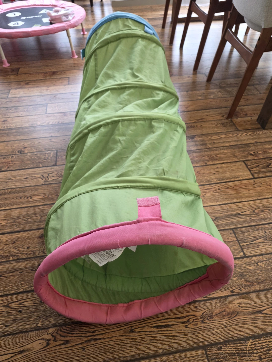 Kids Play Tunnel - Green with Pink and Blue Accents