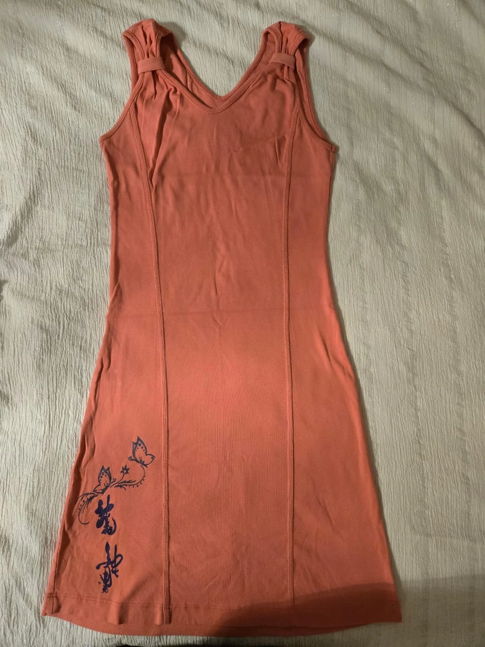 Coral Dress with Butterfly Design - photo 2