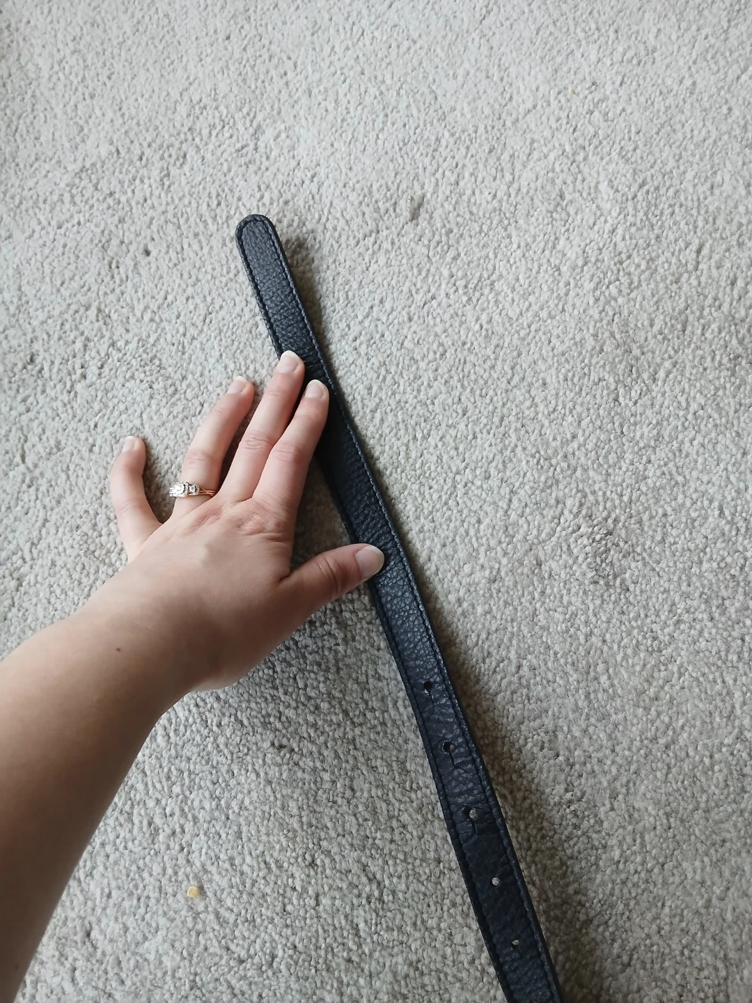 Brave Leather thin black belt with long silver clasp - photo 5