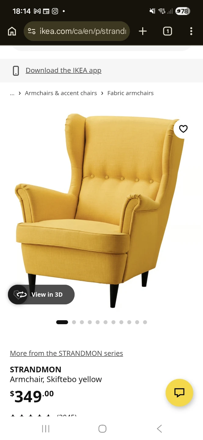 IKEA STRANDMON Armchair, Skiftebo yellow