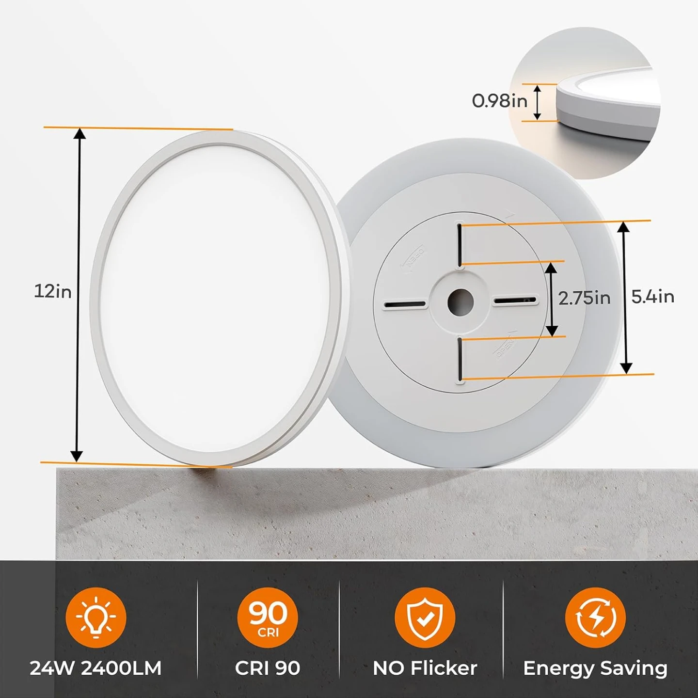 LED Flush Mount Ceiling Light Fixture - 12in - photo 3