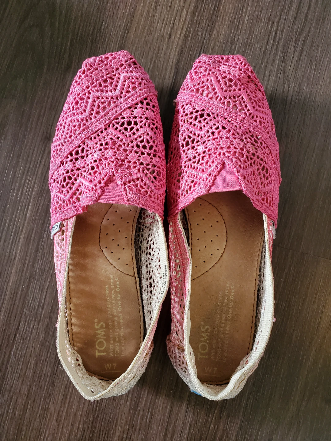 TOMS Women's Crochet Slip-On Shoes - Pink - Size 7