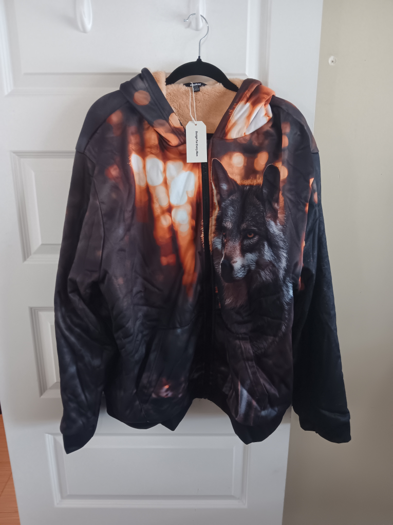 Design for Every Man Wolf Graphic Hoodie
