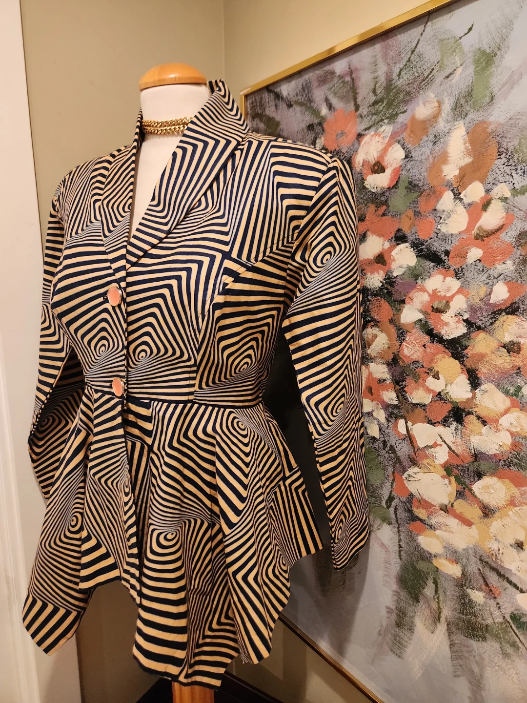 Women's Peplum Blazer Jacket Geometric Print - photo 4