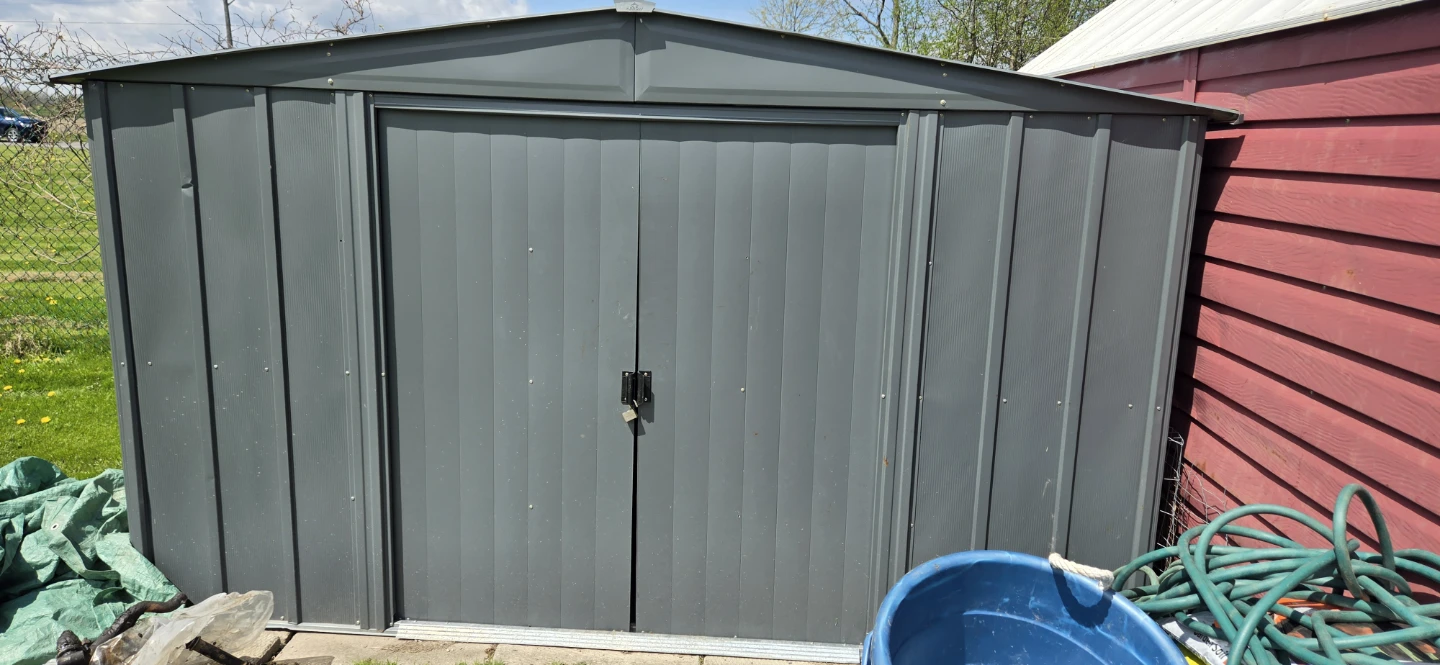 Grey Metal Storage Shed