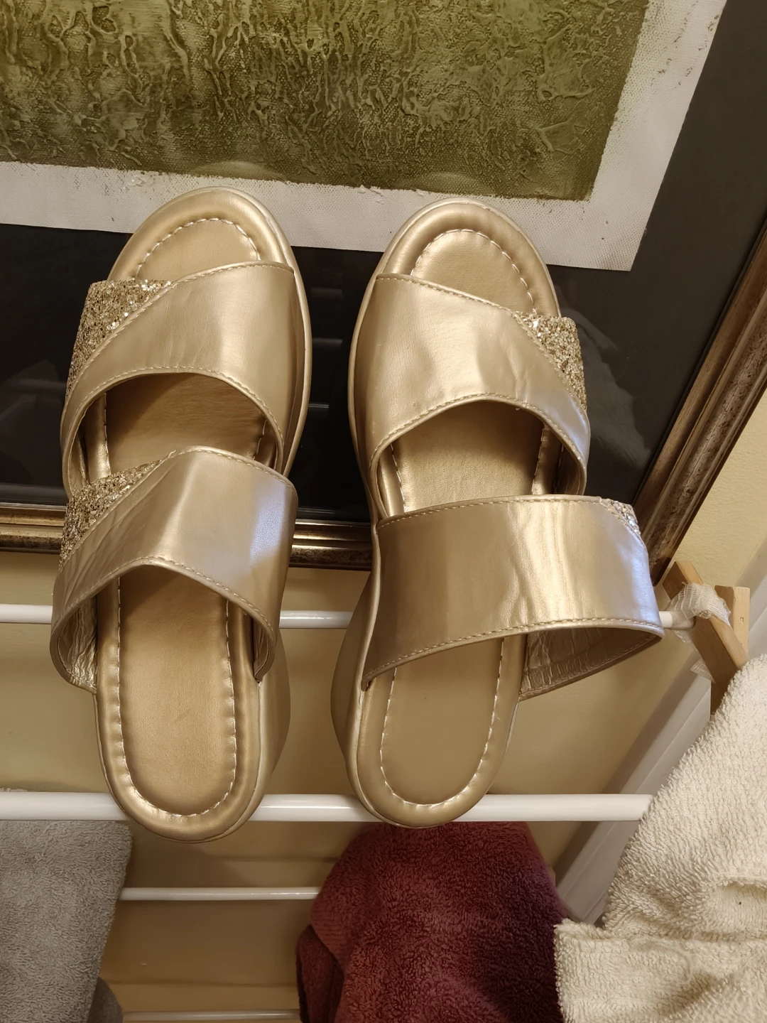 NEW Elegant Gold Wedge Sandals - Size 36 (Never Worn)