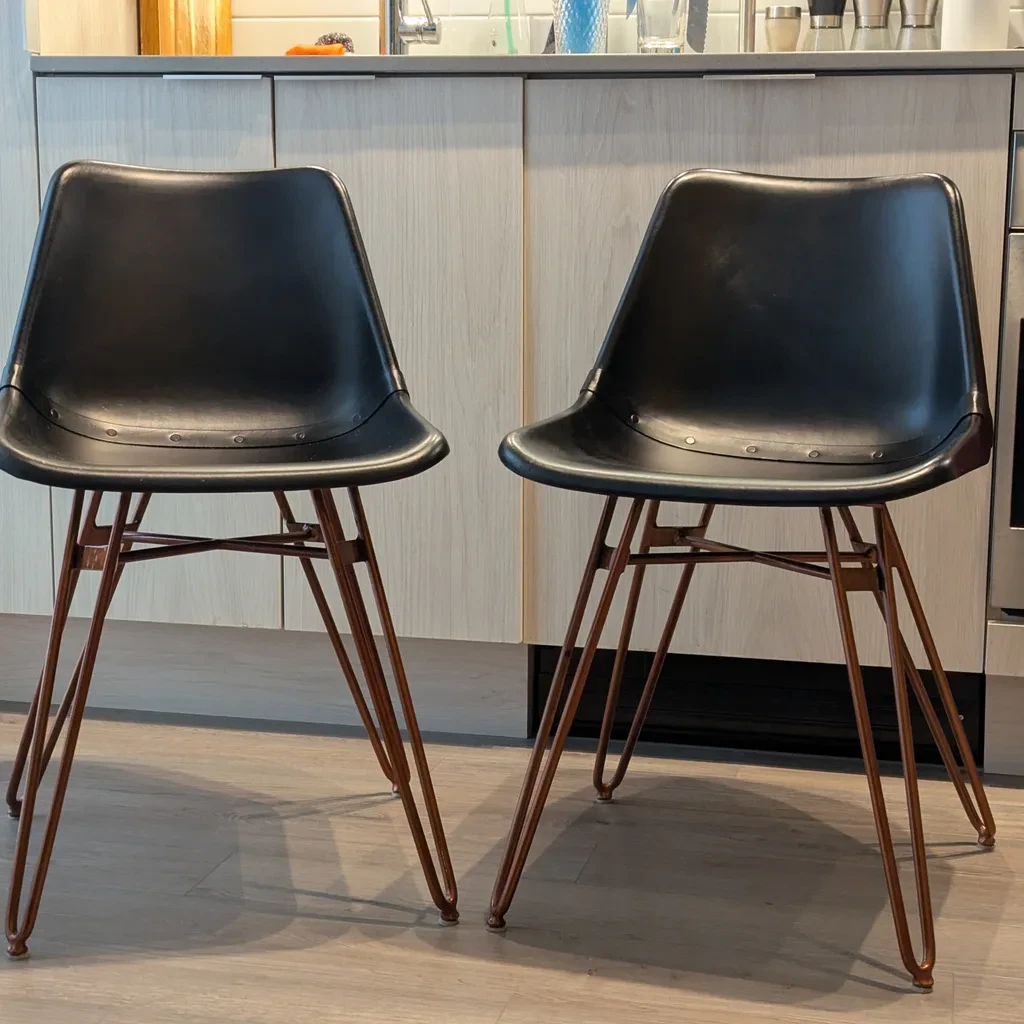 Black Leather Dining Chair (Set of 2)
